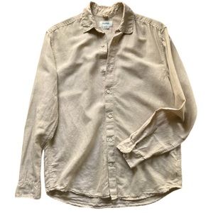 Pull&Bear Basic Smart Shirt For Men Tan Linen Cotton Blend Size Small